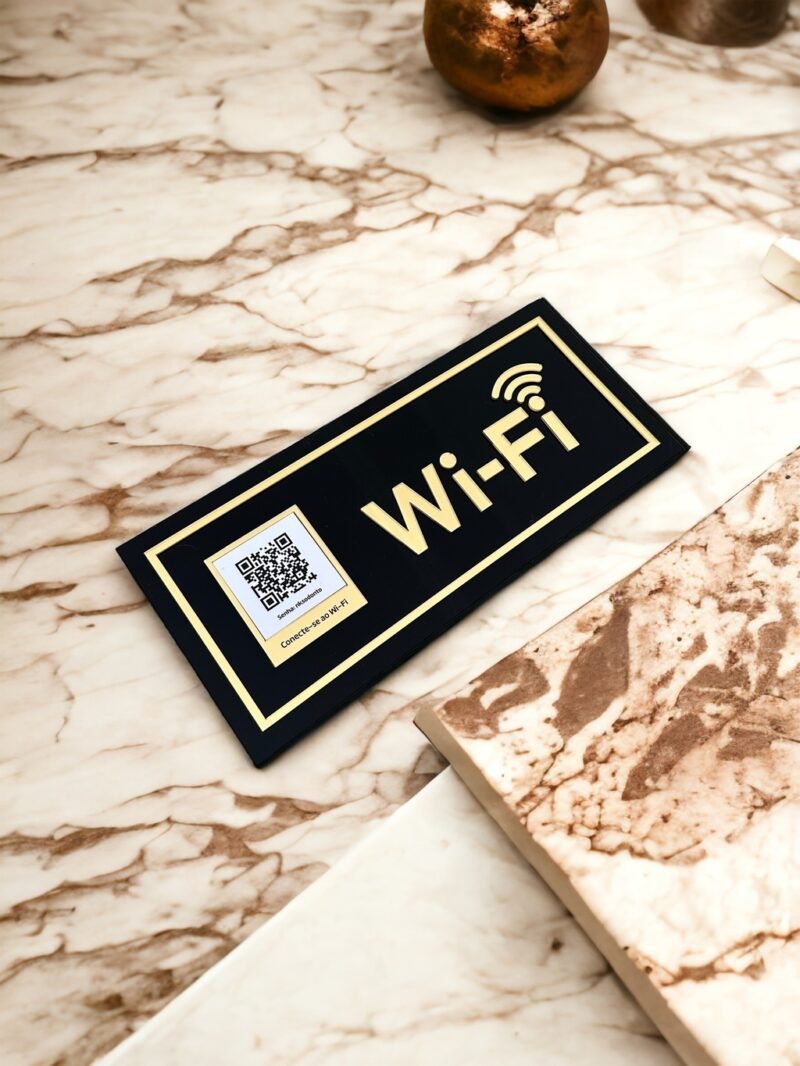 Display em Acrílico Personalizado com QRCode para Wi-Fi